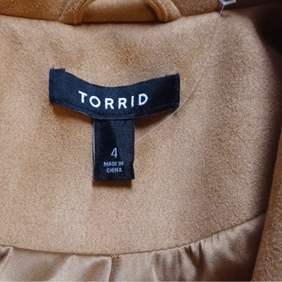Torrid TAN STRETCH FAUX SUEDE MOTO JACKET 4X - Picture 3 of 4